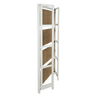 OSP Home Furnishings MED275-DWH Folding Medford 5 Shelf Bookcase with White Distressed Faces with Natural Veneer Tops